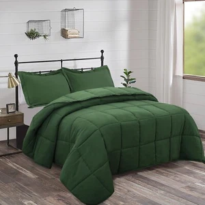 HIG 3pc Prewashed Green Queen Size Comforter Duvet Insert - All Season Quilte... - Picture 1 of 7