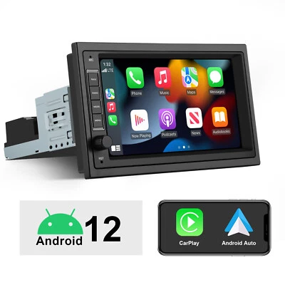 1 DIN Carplay Autoradio Bluetooth Wireless Android Auto Mit 7" Bildschirm AUX BT - Bild 1 von 4