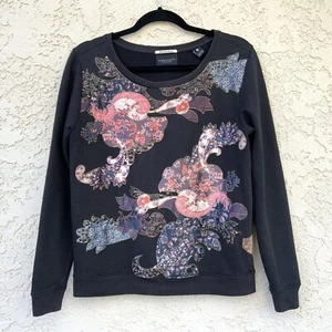 Scotch & Soda Maison Scotch Sweatshirt S 1 Flaming Print Flamingo Patchwork Crew - Picture 1 of 21