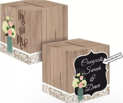 Rustic Wedding Bridal Shower Anniversary Party Decoration Card Box - Image 1 of 2