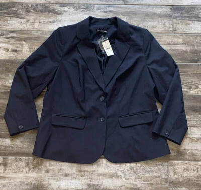 NUEVO CON ETIQUETAS Chaqueta Blazer Lane Bryant Gris Rayas 2 Botones Mujer Talla Grande 16 NUEVA Foto 1 de 4