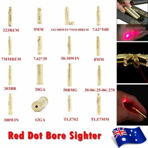 Red Laser boresight CAL 7MM/8MM/9MM/223/308/762 Cartridge bore sighter Hunting - Picture 1 of 29