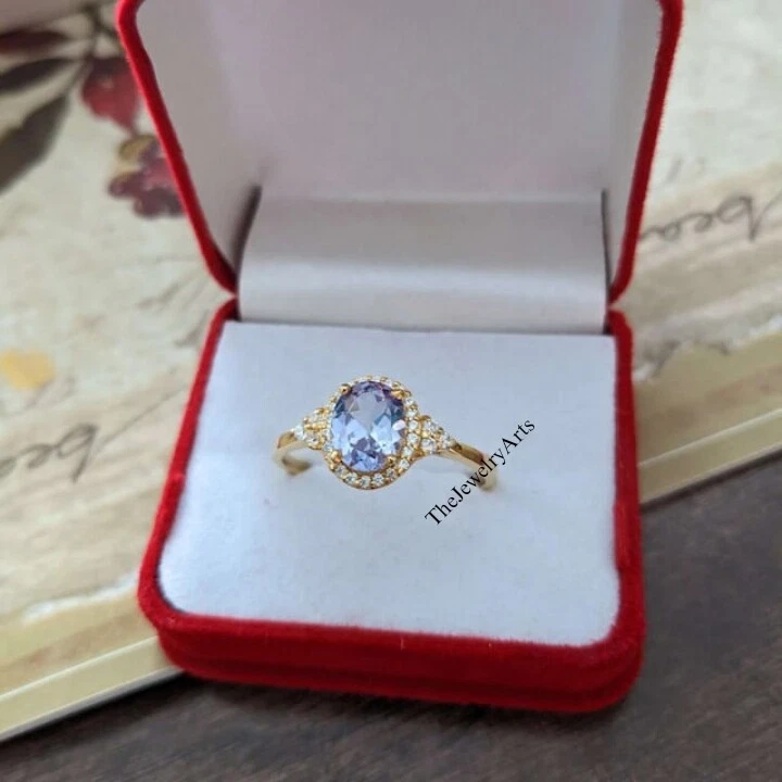 Vintage Alexandrite Ring, 24k Gold Vermeil, Engagement Ring, Promise Ring - Image 1 of 4