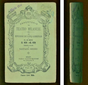 G. SBODIO TEATRO MILANESE– ON EPISODI DI CINQ GIORNAD 1875 (L01) - Foto 1 di 1