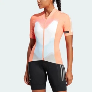 Size M- ADIDAS Women's The MARIMEKKO Cycling Jersey, Semi Coral. - Picture 1 of 9