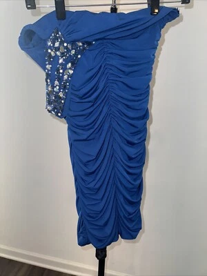City Triangles Dress Medium Blue Formal Asymmetrical One-Shoulder  Rhinestones - Image 1 of 4