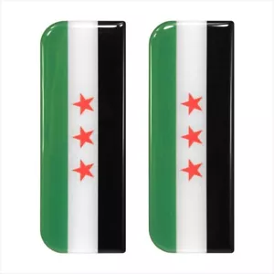 2x 108x39mm Syrien Syrisch 3 Sterne Flagge Nummernschild Gel gewölbt Aufkleber Abzeichen - Bild 1 von 2