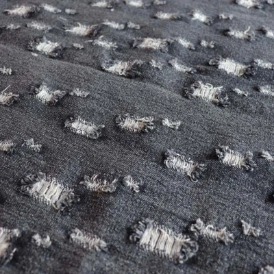 Calças jeans azul 50 cm tecido rasgado jeans jaquetas faça você mesmo materiais de fantasia - Imagem 1 de 4