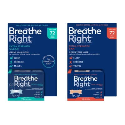 Breathe Right Extra Strength Clear and Tan Nasal Strip for a total of 144 Strips - image 1 of 2