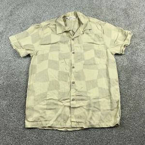 Camisa 3Sixteen Para Hombre Pequeña Beige Cuadros Cuello Lazo Campamento Abotonable Transpirable - Imagen 1 de 10