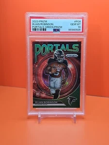 🔴⚫️🔴 2023 PANINI PRIZM BIJAN ROBINSON #PO-8 GREEN PORTALS INSERT PSA 10 💎MINT - Picture 1 of 2