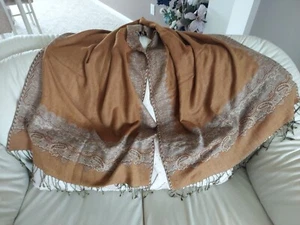 PASKMINA &SILK PASLEY SCARF BROWN COLORS - Picture 1 of 3