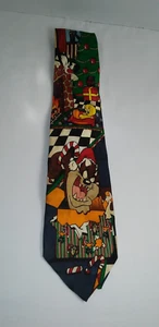 Looney Tunes Mania Tasmanian Devil Christmas Silk Tie Taz and Friends- EUC - Bild 1 von 5