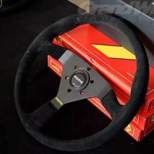 350mm 14' MOMO MonteCarlo Suede Leather Thickened Spoke Sport Steering Wheel - Picture 1 of 4