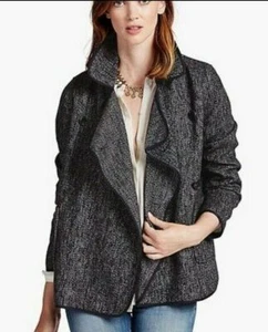 Lucky Brand ~Woman Size S~ Black/White Tweed Blazer Unlined Jacket Wool Blend. - Picture 1 of 12