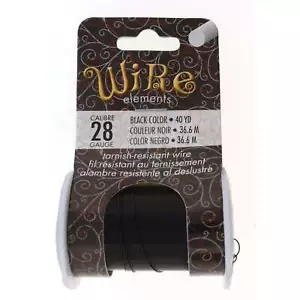 Elementos de alambre artesanal BeadSmith negro calibre 28 - carrete de 40 yardas - Imagen 1 de 3