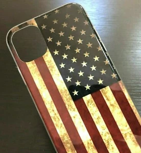For iPhone 13 / 13 Pro /13 Max - TPU Rubber Gel Case Cover Red USA American Flag - Picture 1 of 5