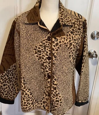 New Direction Chaqueta Ligera Cuadrada Crop Acolchada Leopardo Botón XL Foto 1 de 4