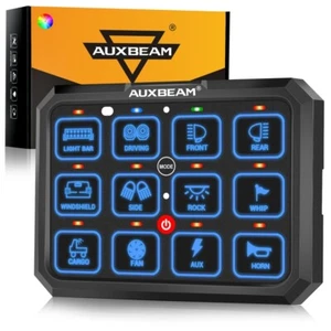 AUXBEAM 12 Gang RGB Switch Panel Circuit Control Box LED Light Bar Marine Boat - Picture 1 of 12