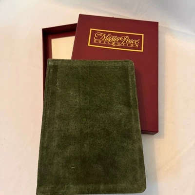 NIB Suede Journal Handcrafted Leather 192 Ruled Page Gold Edged Scripture 5.5x8” - Image 1 of 4