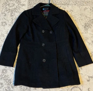 Relativity Damen Mantel Wollmischung L Jacke Pea Coat schwarz Knopfleiste - Bild 1 von 11