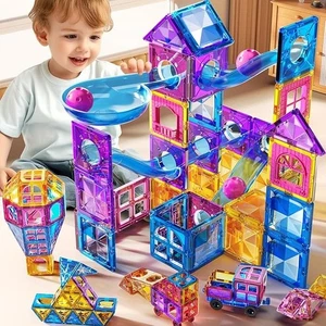 Magnetic Tiles Educational Toys, 50PCS Magnetic Blocks Building Set with Marbles - Picture 1 of 5