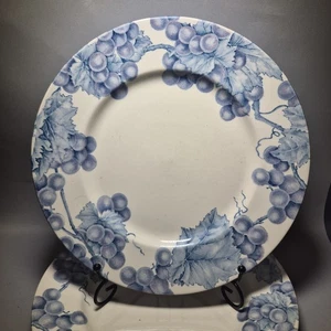 4 Royal Stafford Barratts Earthenware England Blue Grape Leaves Dinner Plate 11" - Picture 1 of 10
