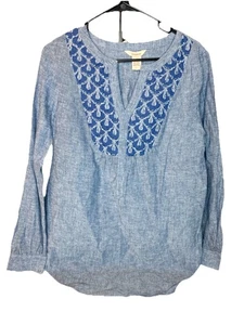 Sundance Embroidered Chambray Blouse Women’s Size Small  - Picture 1 of 9