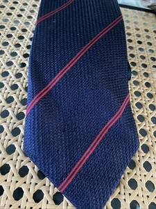 Krawatte Englisch TURNBULL AND ASSER LONDON Seide marine/rot gestr. handgenäht - Bild 1 von 2
