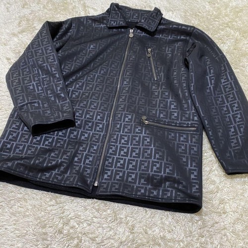 Giacca reversibile Fendi anni 90 vintage modello Zucca pile nero