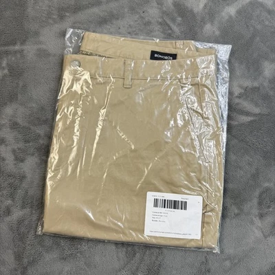 Calça Bonobos Masculina 40x32 Cáqui Bege Ajuste Reto Elástico Chinos Casual Clássica - Imagem 1 de 4
