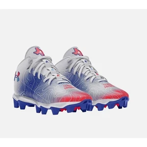 Botines de fútbol Under Armour Spotlight Fran RM 4 TX para niños 5 rojos blancos azules nuevos sin caja - Imagen 1 de 13