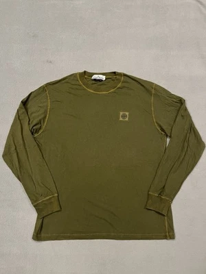 Camiseta Stone Island Manga Larga 100% Algodón Parche Logo Verde Oliva Para Hombre Talla XL Foto 1 de 4