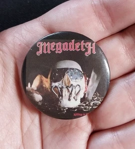 Vintage 1987 MEGADETH Killing Is My Business Heavy Metal BUTTON PIN BACK BADGE - Picture 1 of 9