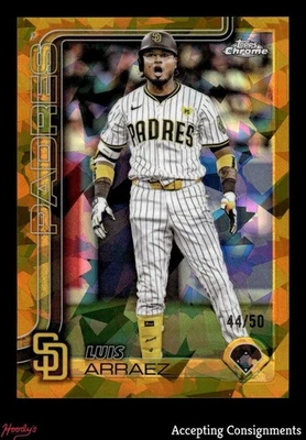 2025 Topps Chrome Sapphire Gold Refractors #216 Luis Arraez 44/50 PADRES - Image 1 of 2
