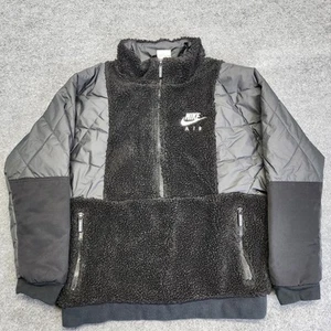 Nike Air Winterized Jacket Boys Large Black Half Zip Sherpa Deep Pile Fleece - Picture 1 of 6