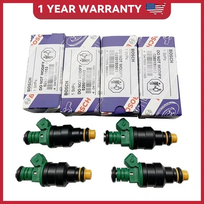 4 x FUEL INJECTORS FOR PORSCHE 944 S2 2.5 TURBO 84-91 FIT 0280150803 95160611000 - Image 1 of 4