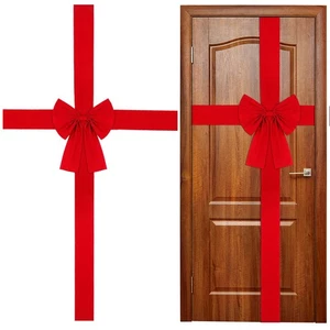 2 PCS Large Red Christmas Bows, Ribbon Wreath Bow, Cabinet Door Decor Party - Picture 1 of 6