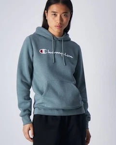 LADIES Champion ICONS Green Plush Cotton Hoodie - Picture 1 of 8