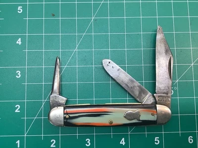 Antique 1920-1940 Era WINCHESTER  Medium Cattle Knife - Colorful Handles - Image 1 of 4