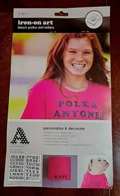 SEI Iron-On Art Flocked 1 Inch Alphabet  Letters 65 Pcs Black Polka Dot Unopened - Image 1 of 4