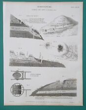 AGRICULTURE Quarries Pits Mines Drainage - 1819 Antique Print A. REES