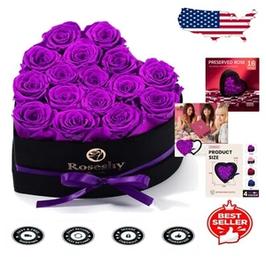 16-Piece Preserved Roses in Heart-Shaped Gift Box - Timeless Mother's Day Gift - Picture 1 of 7