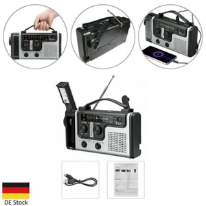 Solar Radio Handkurbel Handy Ladegerät Notfall Radio AM/FM USB LED Taschenl Z2I1 - Bild 1 von 13