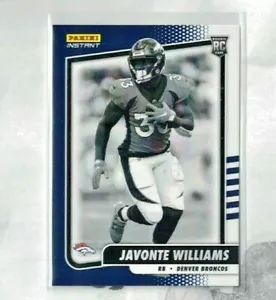 Panini Instant 2021 blanco y negro Javonte Williams Denver Broncos RC PR=2728 - Imagen 1 de 2
