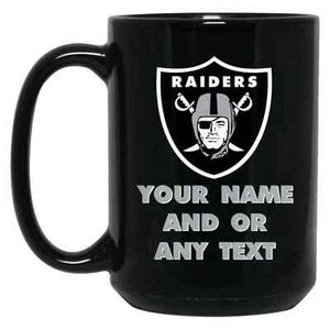 Individuell personalisiert Las Vegas Raiders 15 Unzen Schwarz Keramik Kaffeebecher Tasse - Bild 1 von 3