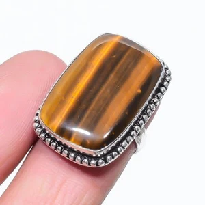 Tiger's Eye Gemstone Adjustable Ring Handmade Thanksgiving Gift Jewelry FR 1774 - Picture 1 of 7