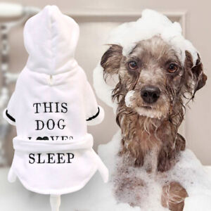 Indoor Dog Pajamas Hoodie Flannel Puppy Clothes Pet Cat Bathrobe Warm Coat Pug 