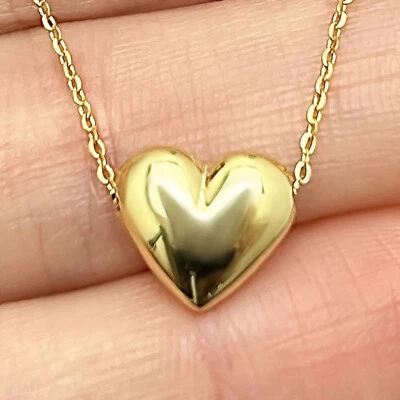 Collar Corazón Hinchado Oro Amarillo 14K (Hueco) 18" Foto 1 de 4