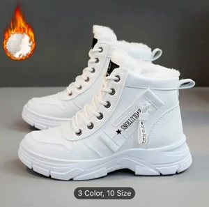 Women's Side Zipper Winter Thermal Snow Boots Comfortable Lace-up Mid-tube Boots - Picture 1 of 4